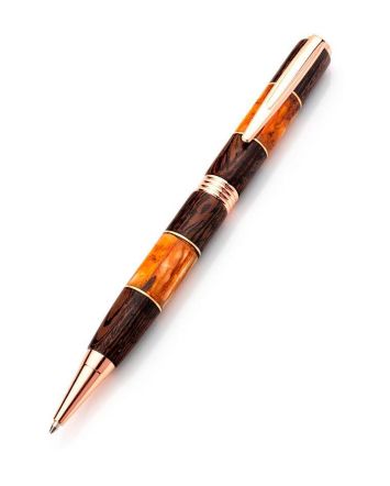 Wenge Wood Ball Pen With Baltic Amber, image 