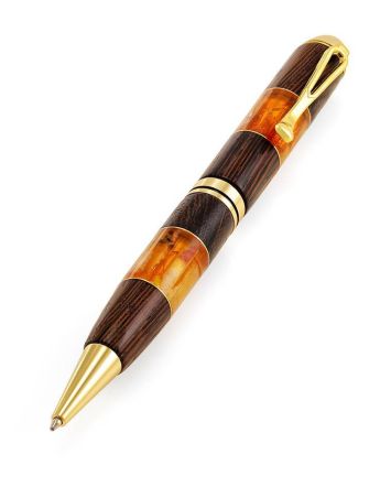 Designer Wooden Ball Pen With Bright Amber, image 