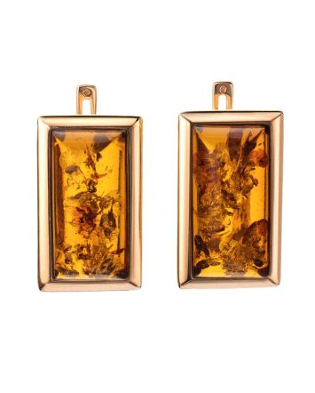 Gold-Plated Earrings With Cognac Amber The Chelsea, image 