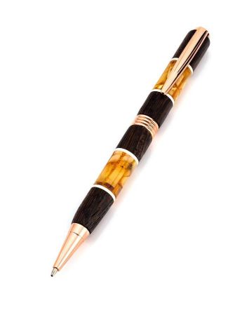 Designer Wenge Wood Ball Pen With Amber, image 
