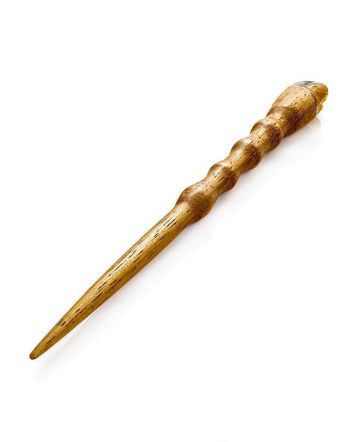 Wooden Hair Stick With Natural Amber, image 