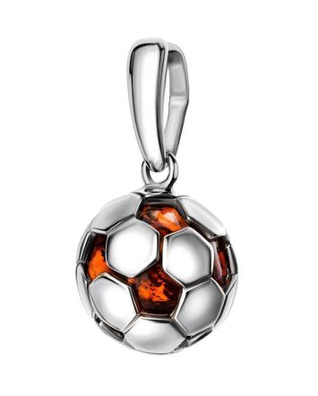 Stylish Silver Pendant With Cherry Amber The League, image 