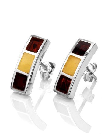 Amber Stud Earring In Sterling Silver The London, image 