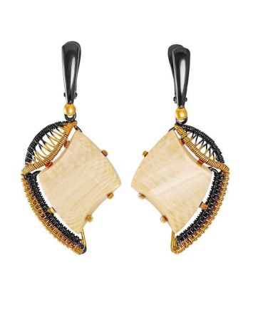 Gold-Plated Drop Earrings With Mammoth Tusk The Era, image 