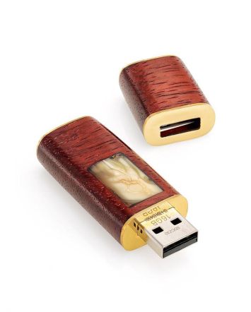 16 Gb Handcrafted Flash Drive With Amber And Padauk Wood The Indonesia, image 