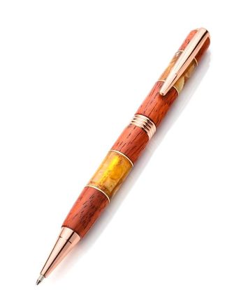 Bright Padauk Wood Ball Pen With Amber, image 
