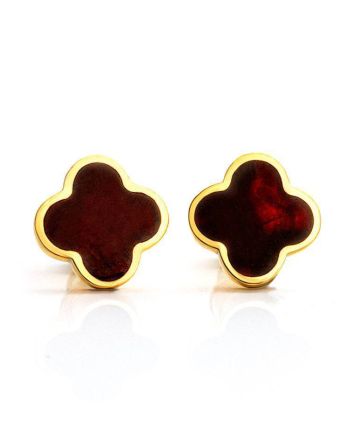 Stud Amber Earrings In Gold-Plated Silver The Monaco, image 