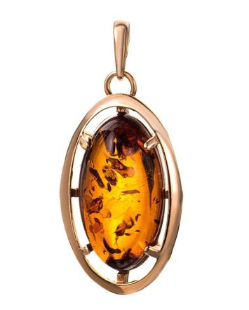 Gold-Plated Pendant With Cognac Amber The Elegy, image 