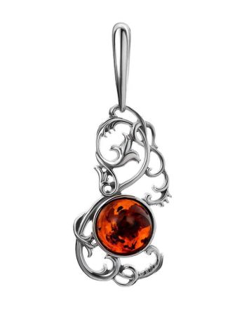 Classy Silver Pendant With Cherry Amber The Tivoli, image 