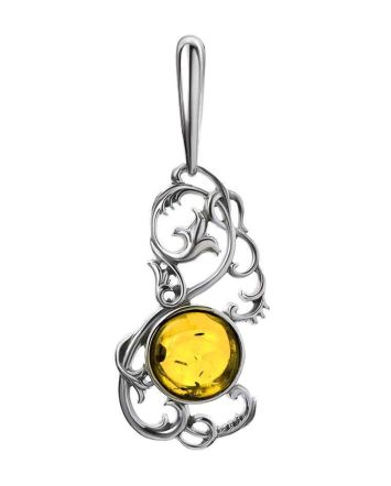 Classy Silver Pendant With Cognac Amber The Tivoli, image 