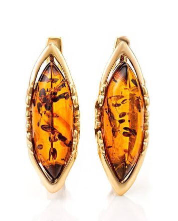 Cognac Amber Earrings In Gold The Ballade, image 