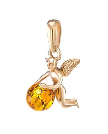 Gold-Plated Pendant With Cognac Amber The Angel, image 