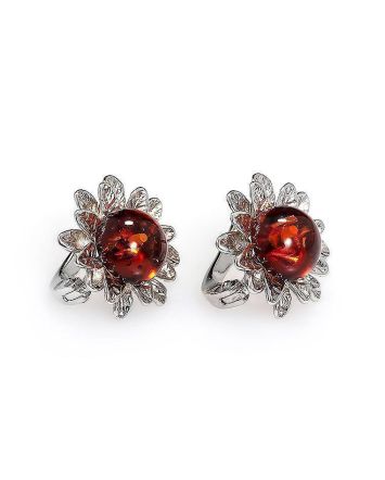Cherry Amber Earrings In Sterling Silver The Aster, image 