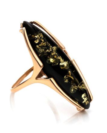 Gold-Plated Silver Ring With Green Amber The Barcelona​, Ring Size: 6.5 / 17, image 