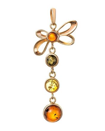 Gold-Plated Dangle Pendant With Multicolor Amber The Caprice, image 