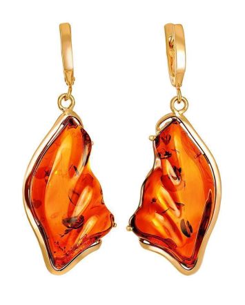 Amber Earrings In Gold-Plated Silver The Lagoon, image 