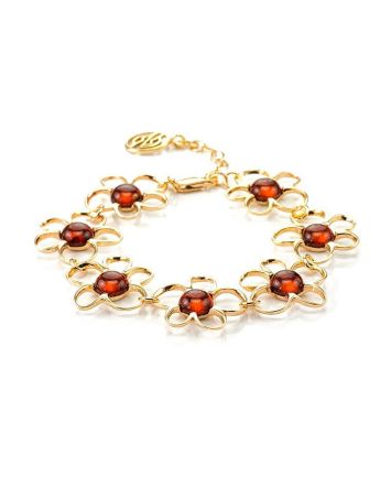 Link Amber Bracelet In Gold Plated Silver The Daisy, image 