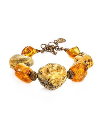 Raw Amber Bracelet With Brass Beads The Indonesia, image 