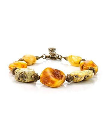 Multicolor Amber Bracelet With Brass Beads The Indonesia, image 