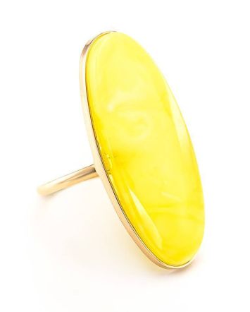 Oval Amber Ring In Gold, Ring Size: 6.5 / 17, image 