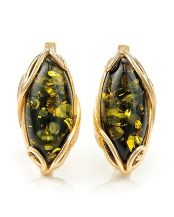 Green Amber Earrings In Gold-Plated Silver The Rococo, image 