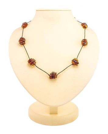 Cognac Amber Beaded Necklace, image 