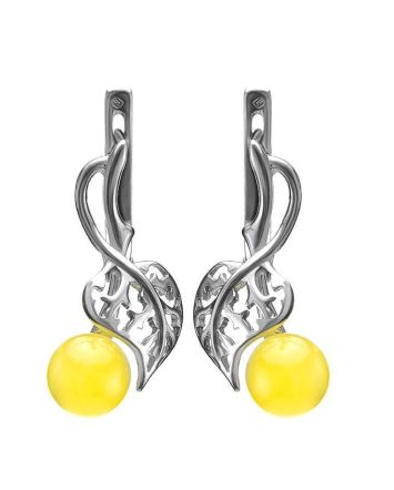 Honey Amber Earrings In Sterling Silver The Florina, image 