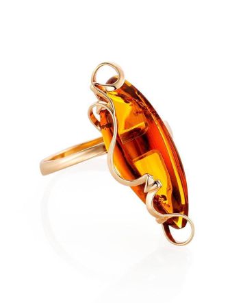 One Size Golden Ring With Bold Amber Stone The Rialto, Ring Size: Adjustable, image 