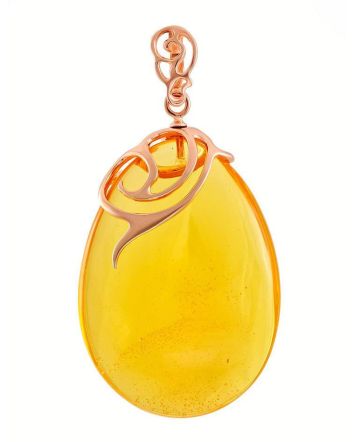 Lemon Amber Teardrop Pendant In Gold-Plated Silver The Cascade, image 