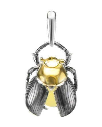 Charming Amber Pendant In Sterling Silver The Scarab, image 