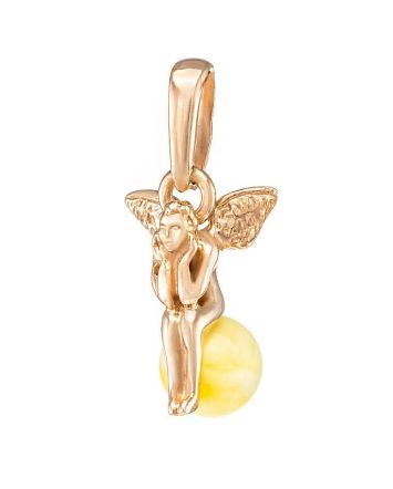 Gold-Plated Pendant With Honey Amber The Angel, image 