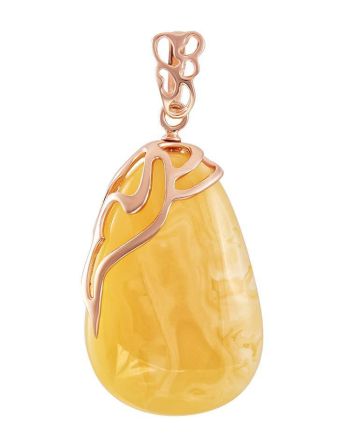 Gold-Plated Teardrop Pendant With Honey Amber The Cascade, image 
