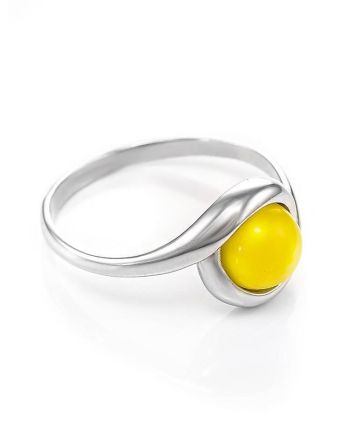 Cute Silver Ring With Honey Amber The Berry, Ring Size: 5.5 / 16, image 