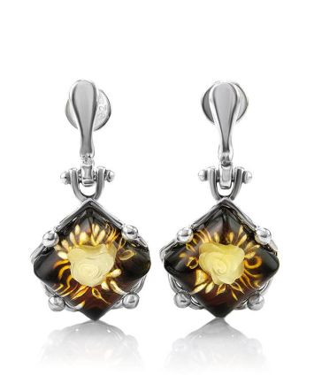 Lemon Amber Drop Earrings In Sterling Silver The Nymph, image 
