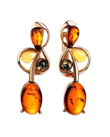 Multicolor Amber Earrings In Gold-Plated Silver The Symphony, image 