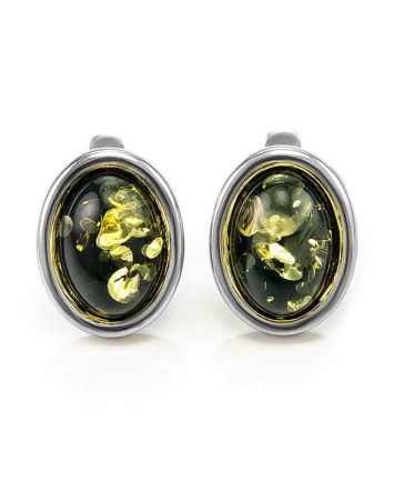 Sterling Silver Earrings With Green Amber The Goji, image 