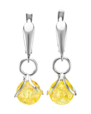 Drop Amber Earrings In Sterling Silver The Flamenco, image 