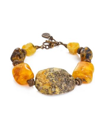 Raw Amber Bracelet With Brass Beads The Indonesia, image 