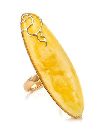 Bold Amber Ring In Gold, Ring Size: Adjustable, image 