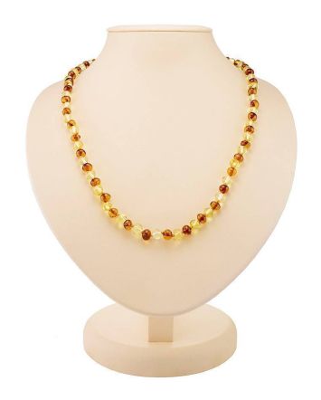 Two-Toned Amber Beaded Necklace, image 