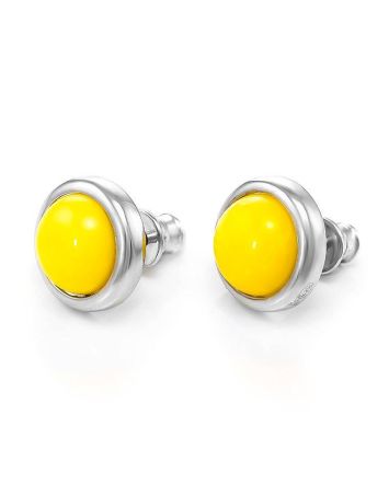 Bright Honey Amber Studs In Sterling Silver The Berry, image 