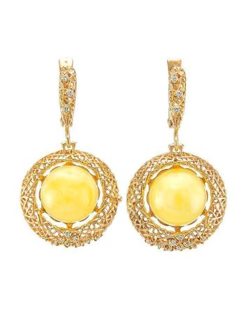 Amber Earrings In Gold-Plated Silver With Crystals The Venus, image 