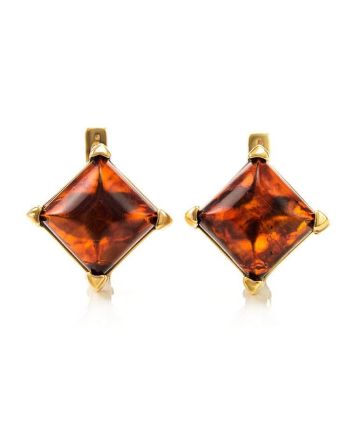 Geometric Amber Earrings In Gold-Plated Silver The Athena, image 