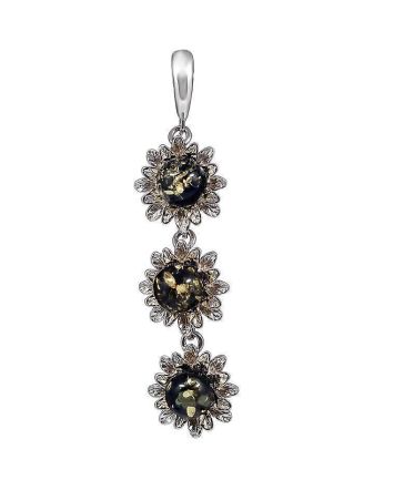 Long Amber Pendant In Sterling Silver The Aster, image 