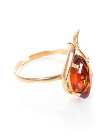Refined Amber Ring In Gold-Plated Silver The Tulip, Ring Size: 12 / 21.5, image 