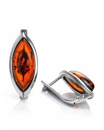 Cognac Amber Earrings In Sterling Silver The Amaranth, image 
