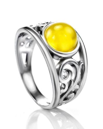 Sterling Silver Ring With Honey Amber The Scheherazade, Ring Size: 11 / 20.5, image 