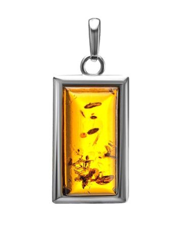 Geometric Silver Pendant With Cognac Amber The Chelsea, image 