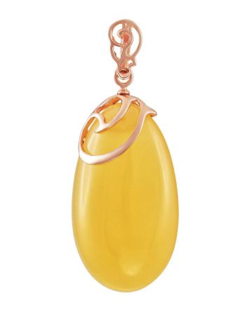 Gold-Plated Teardrop Pendant With Honey Amber The Cascade, image 