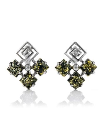 Green Amber Earrings In Sterling Silver The Vernissage, image 